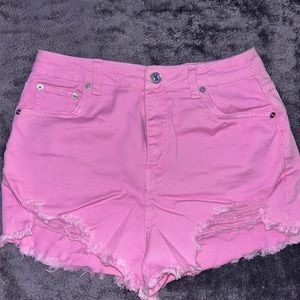 Women’s light pink, ripped ‘Love Tree’ shorts!